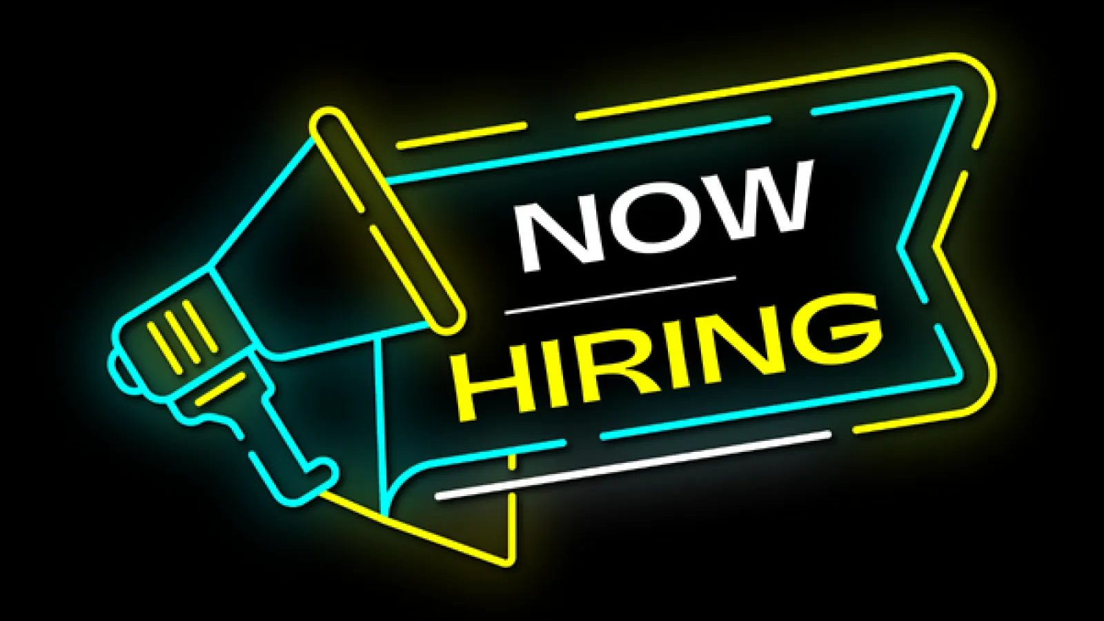 Now Hiring image in neon