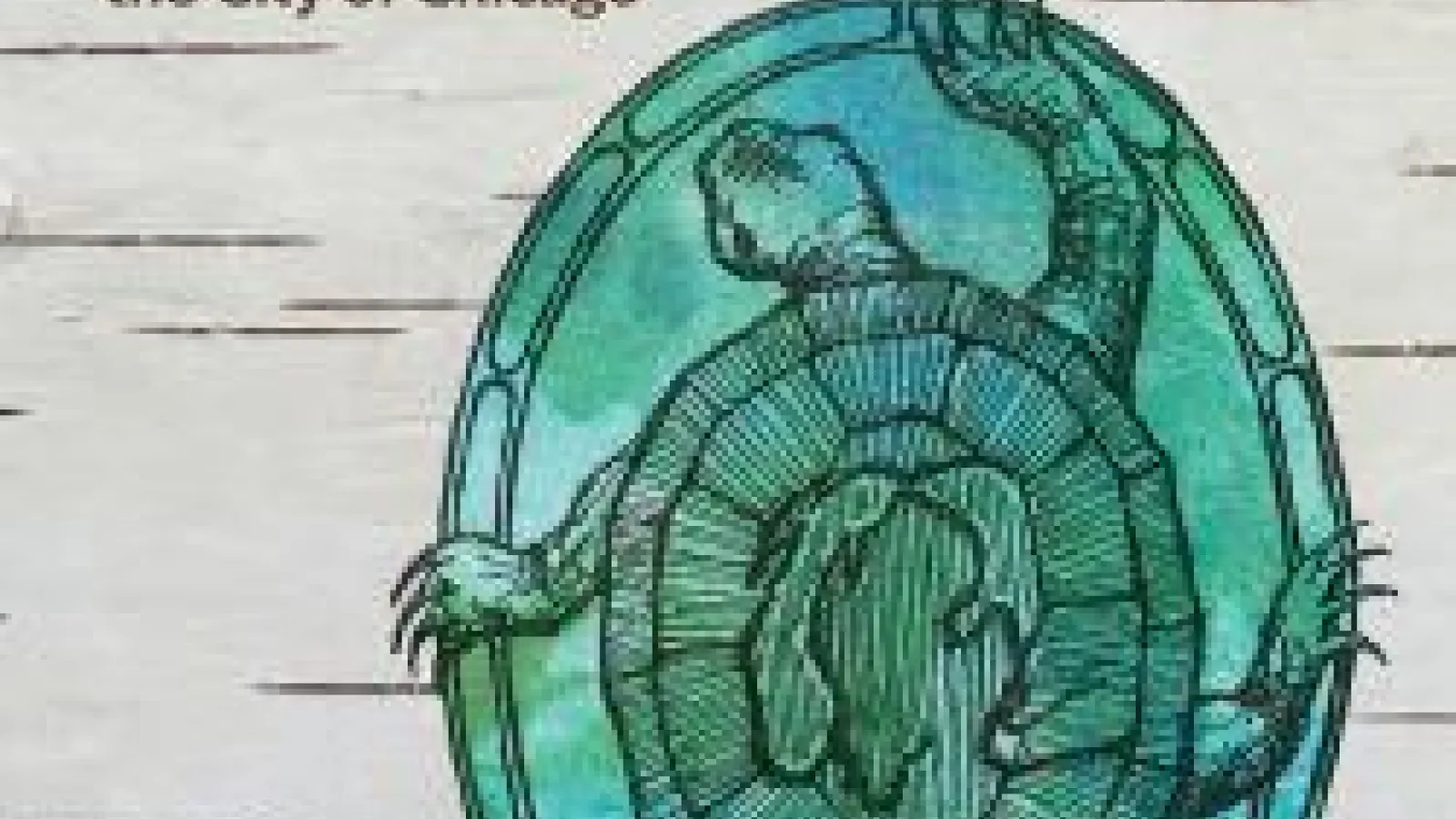 Cover of a book, titled The Pokagon Band of Potawatomi Indians and the City of Chicago with an illustrated turtle to the right