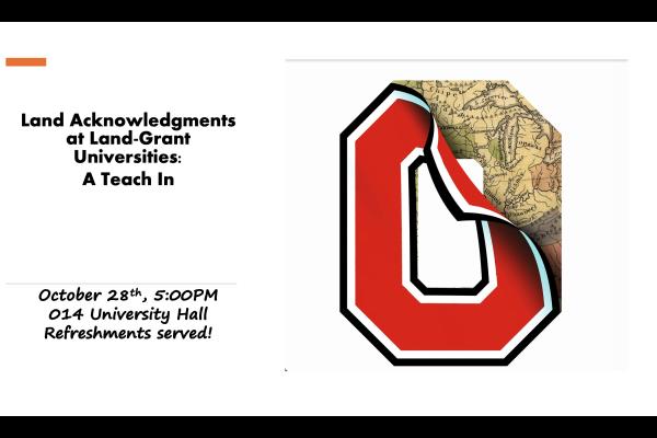Land Acknowledgments at Land Grant Institutions A Teach-In