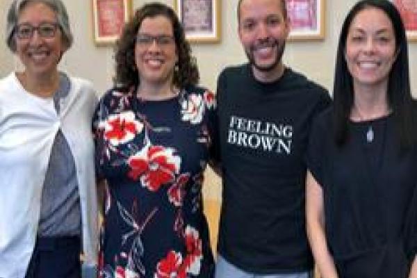 Theresa Delgadillo, Director of Center for Ethnic Studies; Miranda Martinez, Latina/o Studies faculty; Nic Flores, newly minted PhD with GIS in Latina/o Studies; Namiko Kunimoto, Director of Asian American Studies. 